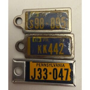 Set of 3 Vintage Disabled American Veterans Mini License Plate Key Chain Tag pa